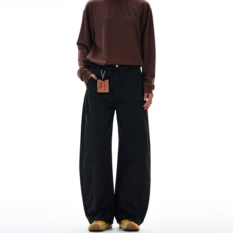 Damen weite Cargo-Hose mit hoher Taille und markanten Nahtdetails Nord Taschen