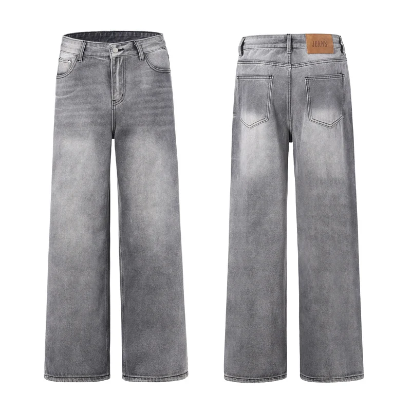 Damen Weitbeinige Stonewashed-Denim-Jeans mit tiefer Bundlinie und verlängertem Saum Nord Taschen