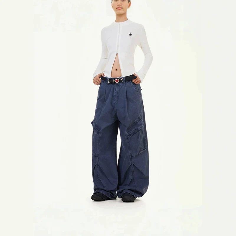 Damen Lässige Weitbein-Cargo-Hosen Nord Taschen