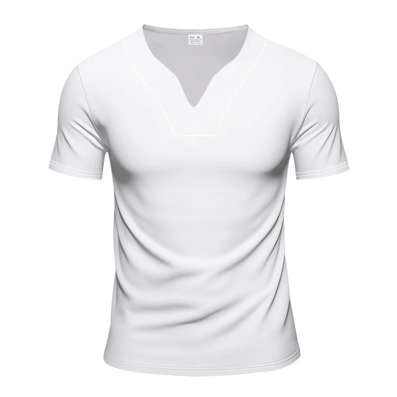 Herren V-Ausschnitt-Sportshirt mit ergonomischen Formnähten und elastischem Jersey