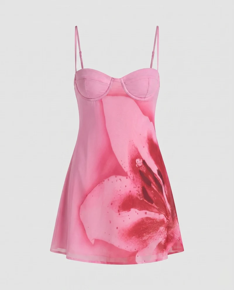 Damen Fitted Minikleid mit Punktmuster und trägerlosem Design