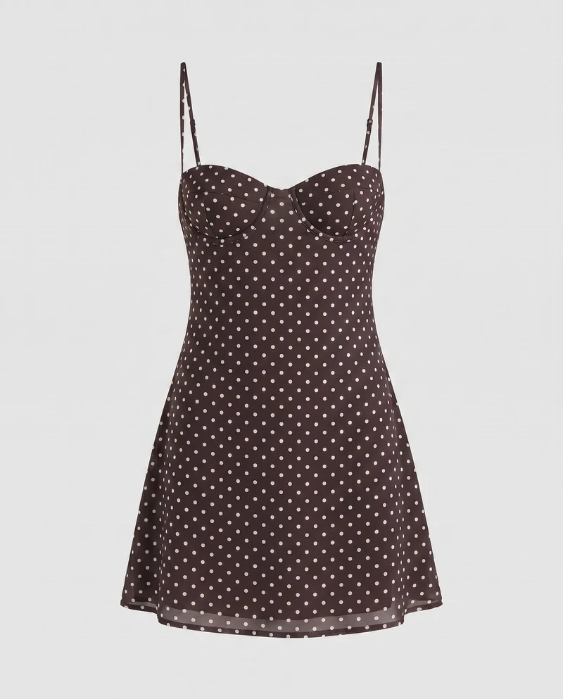 Damen Fitted Minikleid mit Punktmuster und trägerlosem Design