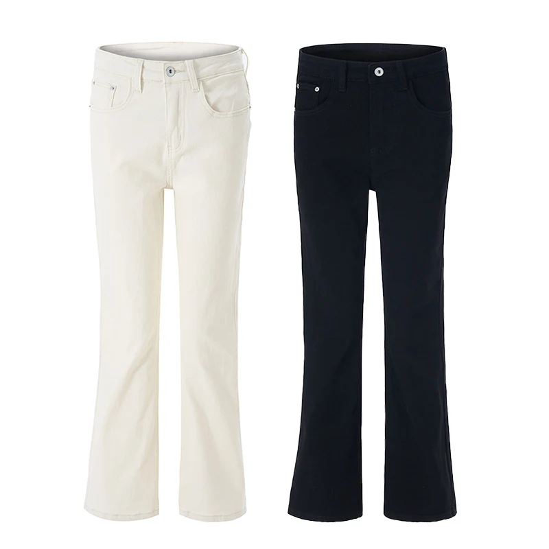Damen Extraweite hochgeschnittene ausgestellte Denimhose mit verlängertem Saum Nord Taschen