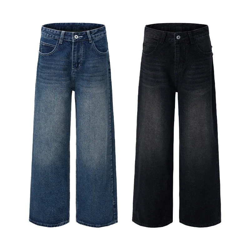 Damen Extraweite Highwaist-Palazzo-Jeans aus Vintage-Denim mit gerundetem Saum Nord Taschen