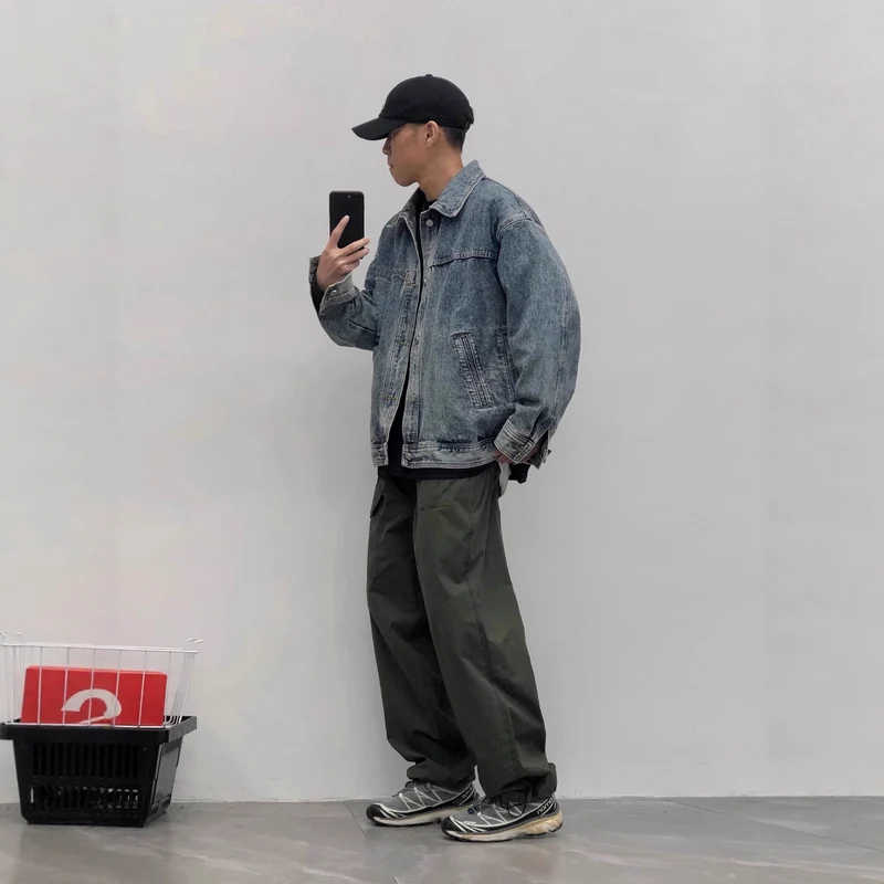 Herren Modische Denim-Jacke Nord Taschen