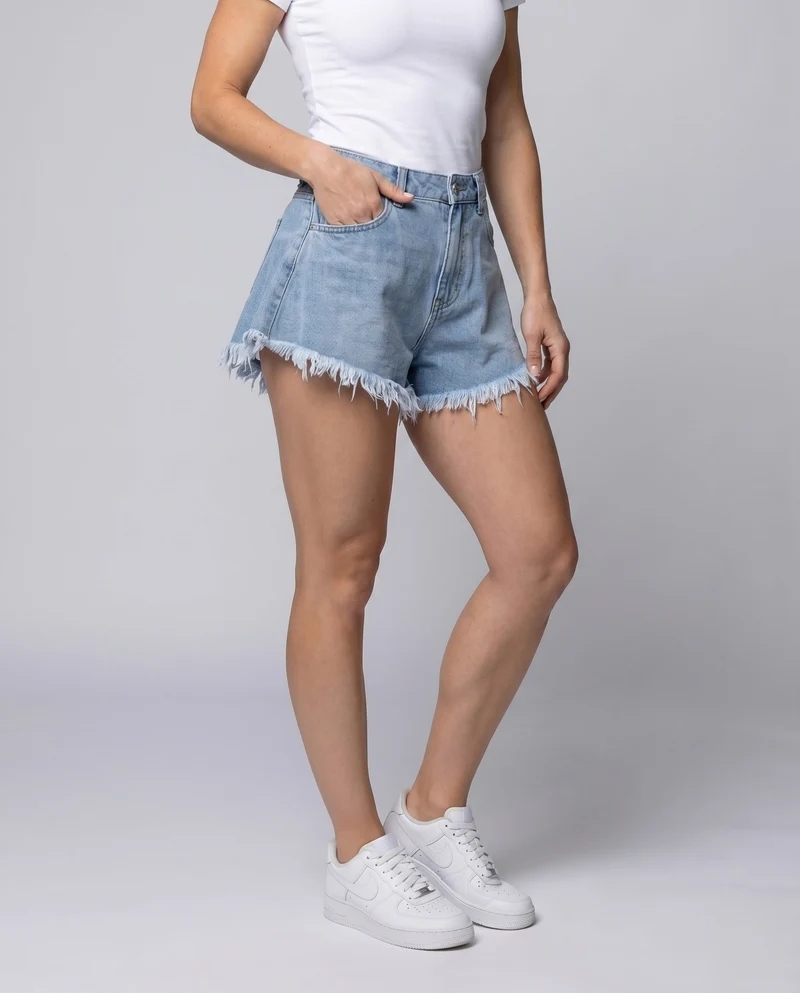 Damen Jeansshorts Tellerrock-Stil A-Linie Fransen