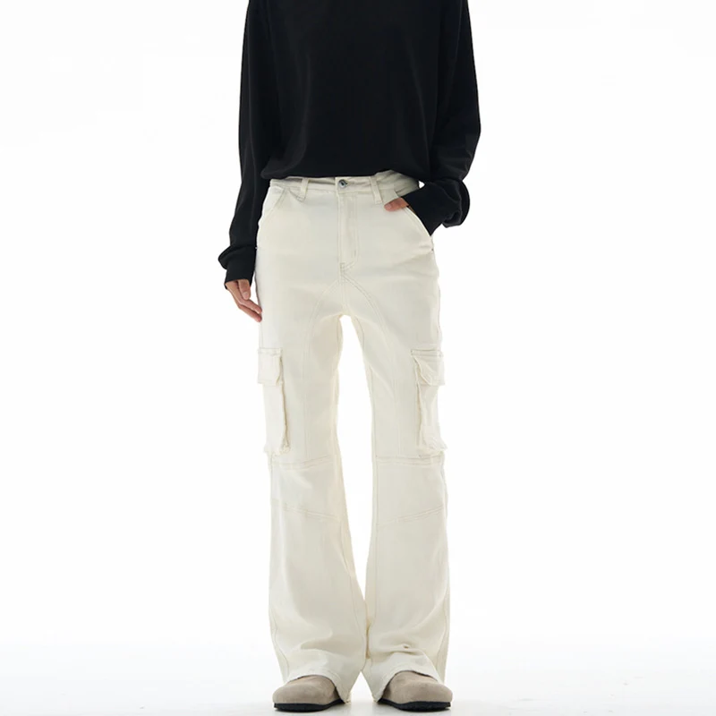 Damen Cargo-Palazzo-Jeans mit seitlichen Pattentaschen und Paneelnähten Nord Taschen