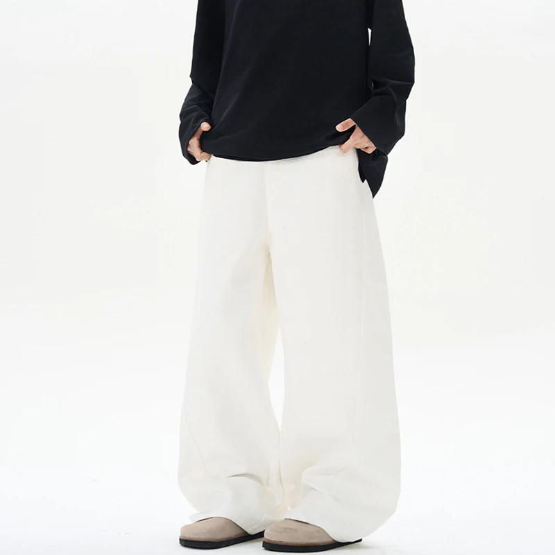 Damen Bodenlange Oversized-Palazzo-Hose aus schwerem Baumwoll-Canvas mit verdecktem Bund Nord Taschen