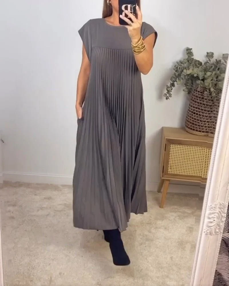 Smarte Plissee Baumwollkleid