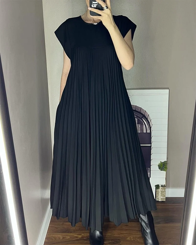 Smarte Plissee Baumwollkleid