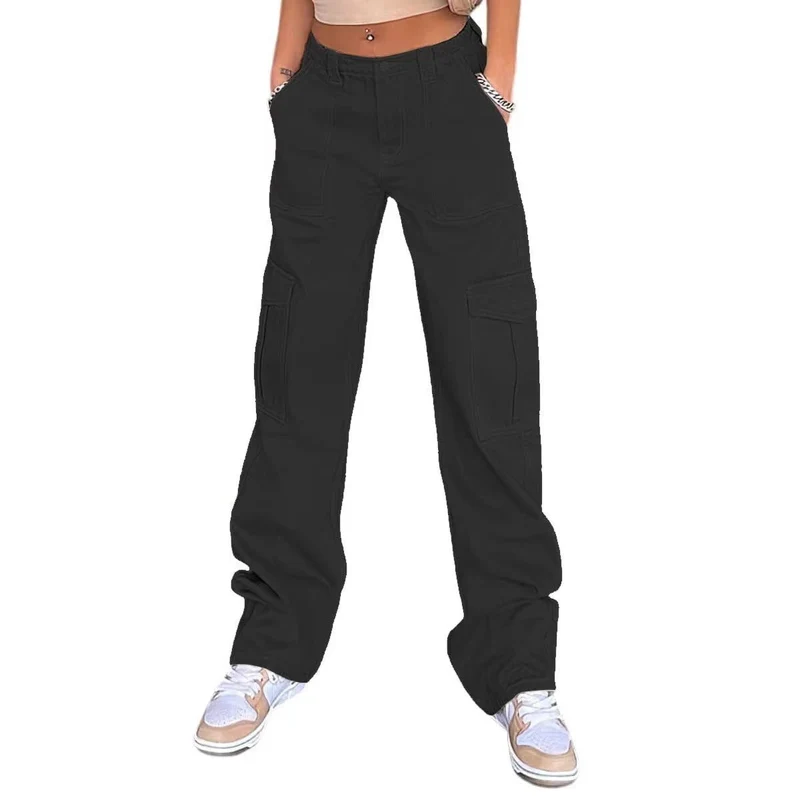 Damen Cargo-Hose mit praktischen Seitentaschen und weitem Schnitt