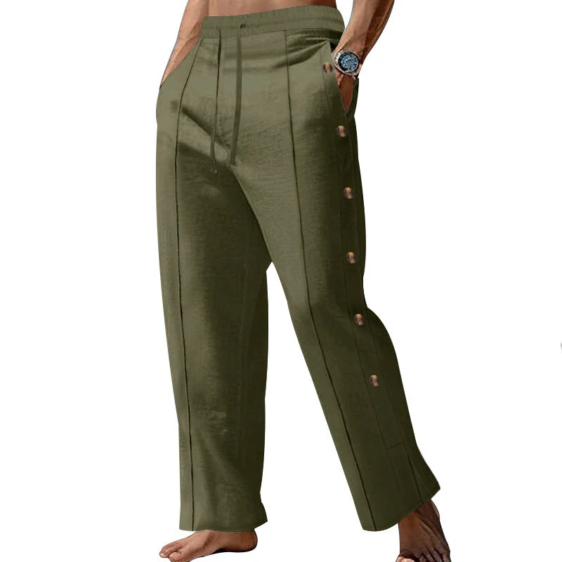 Herren elegante Freizeithose mit seitlichen Knopfdetails und elastischem Bund Nord Taschen