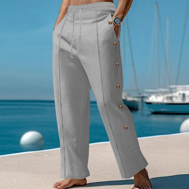 Herren elegante Freizeithose mit seitlichen Knopfdetails und elastischem Bund Nord Taschen