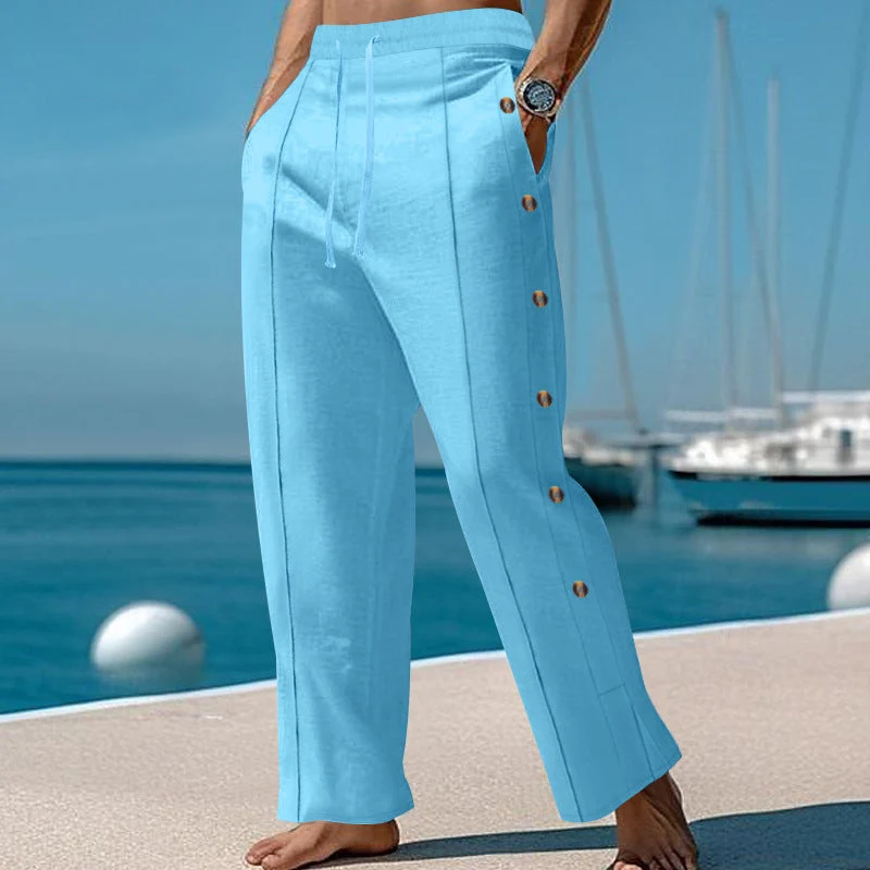 Herren elegante Freizeithose mit seitlichen Knopfdetails und elastischem Bund Nord Taschen
