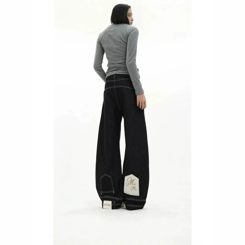 Damen Hochtaillierte Jeans mit weitem Bein Nord Taschen