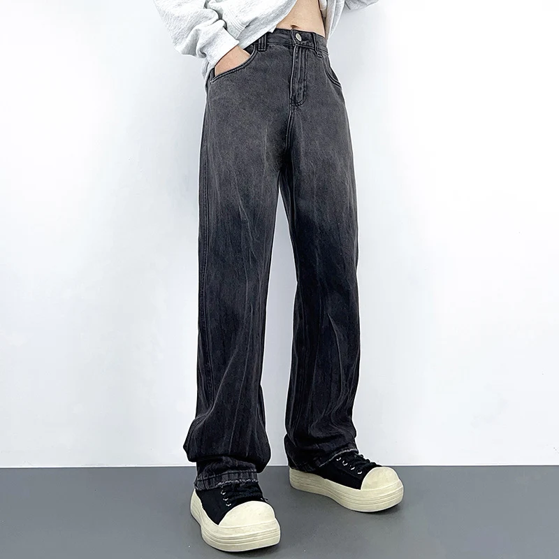 Damen Hochtaillierte Baggy-Jeans Nord Taschen