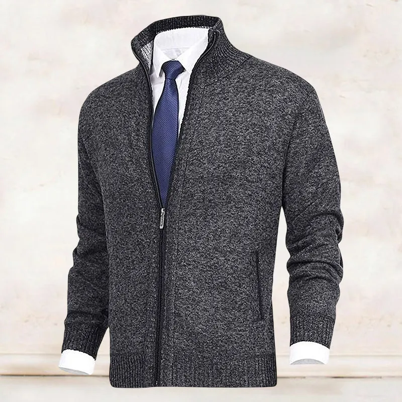 Strickjacke mit Stehkragen und Reißverschluss