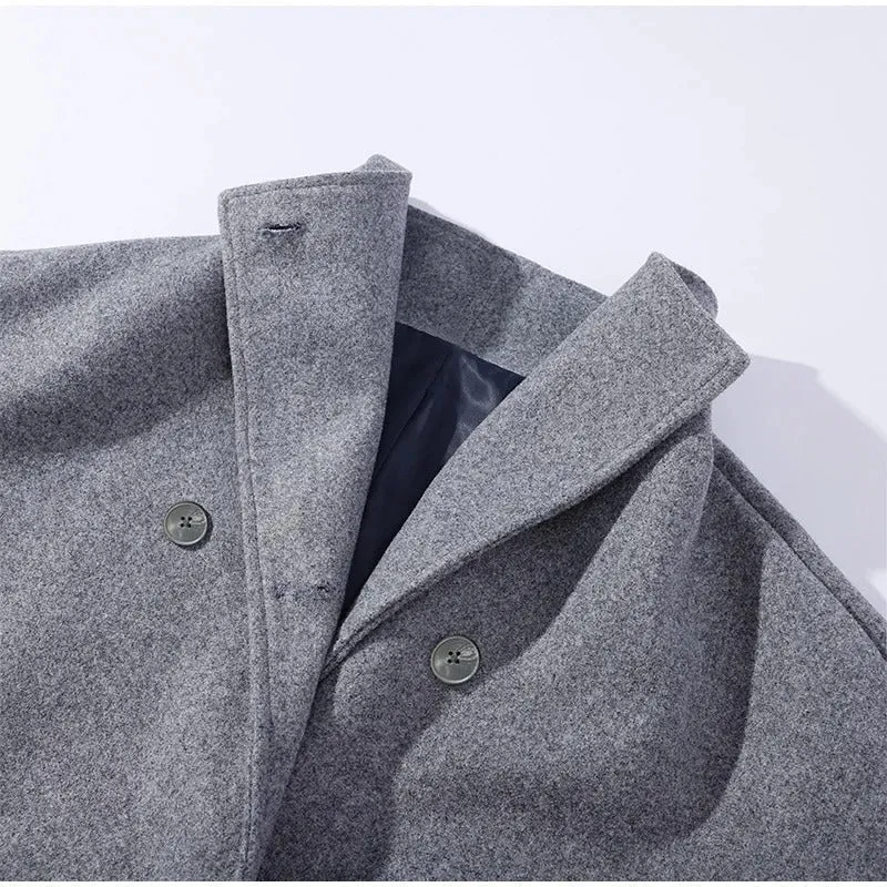 Wollmischung Jacke mit Hohem Kragen und Knöpfen