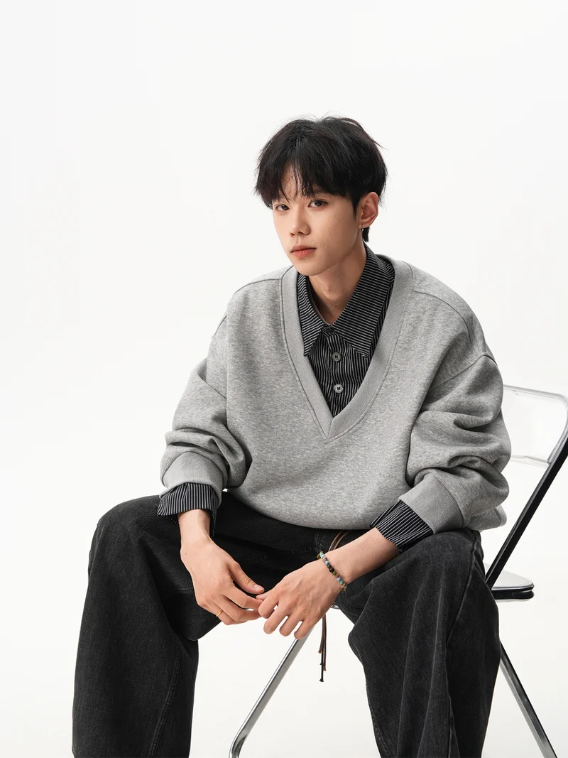 Herren Lässiger V-Neck Pullover Nord Taschen