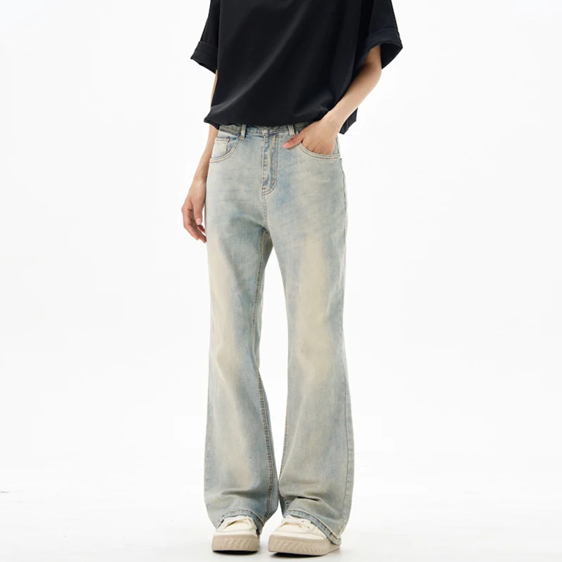 Damen Bodenlange Flared-Denim-Jeans mit extra weitem Bein und niedriger Bundlinie Nord Taschen