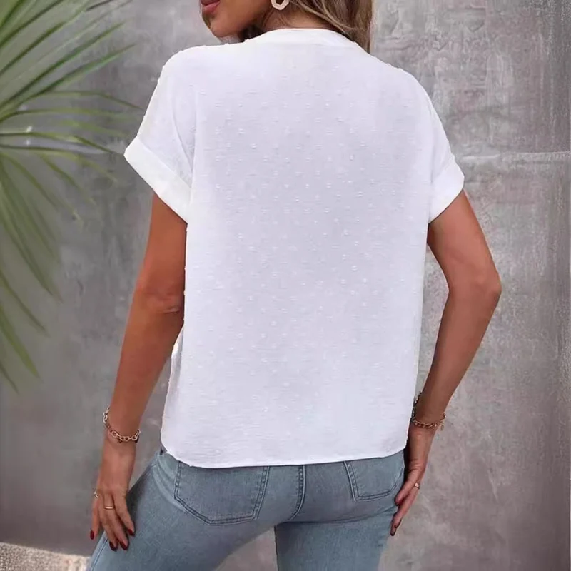 Damen Kurzarm Bluse mit feinem Strukturmuster
