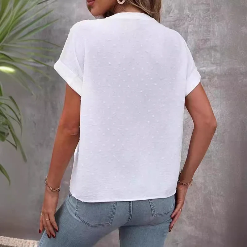 Damen Kurzarm Bluse mit feinem Strukturmuster