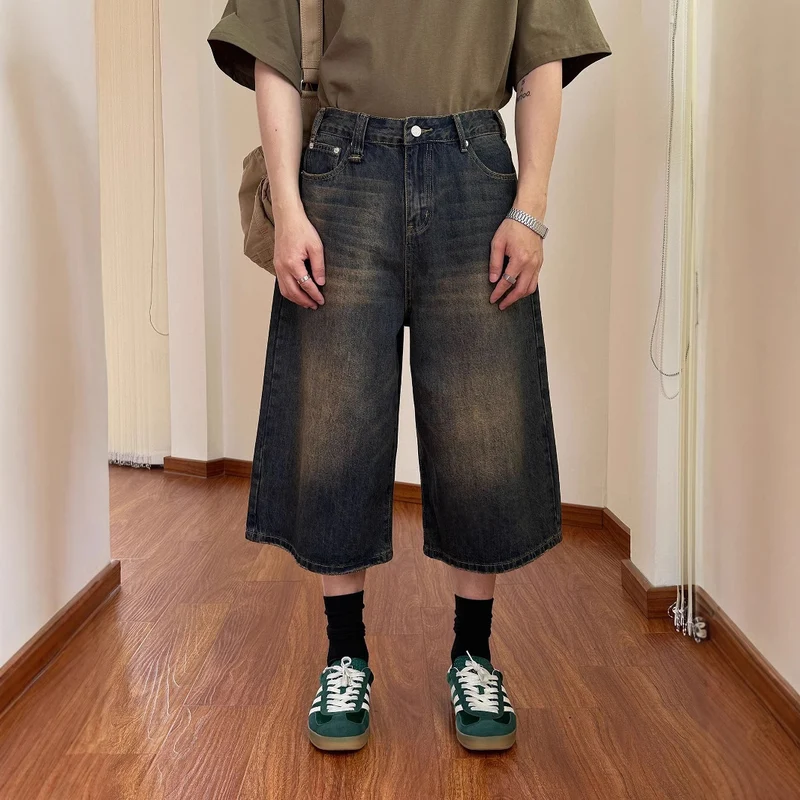 Damen Weitgeschnittene Jeans-Shorts Nord Taschen