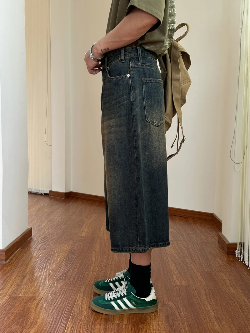 Damen Weitgeschnittene Jeans-Shorts Nord Taschen