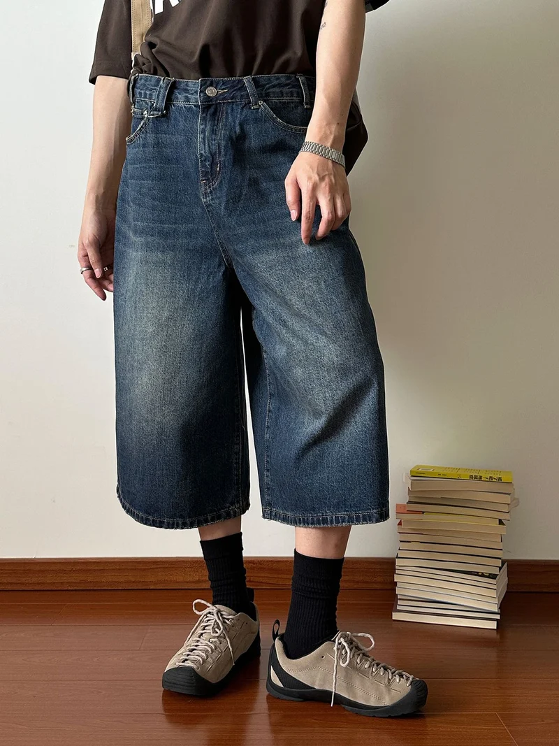 Damen Weitgeschnittene Jeans-Shorts Nord Taschen