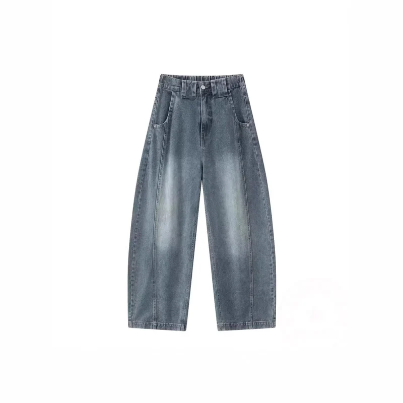 Damen Weitgeschnittene Jeans mit ausgefallenem Used-Look Nord Taschen