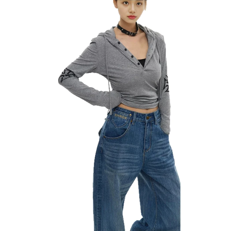 Damen Weitgeschnittene Jeans Nord Taschen 1787982170