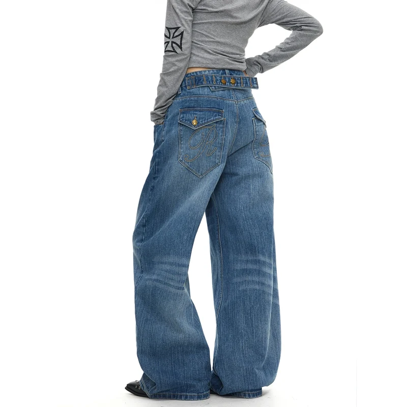 Damen Weitgeschnittene Jeans Nord Taschen 1787982170