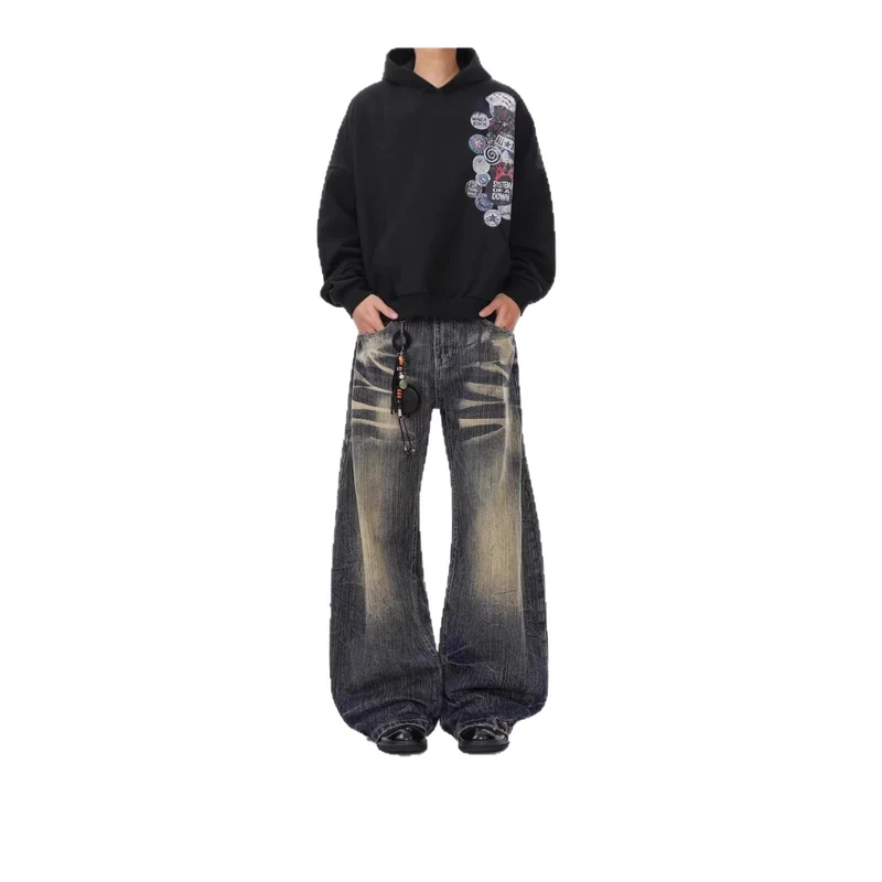 Herren Lässige Ultra-Baggy Jeans Nord Taschen