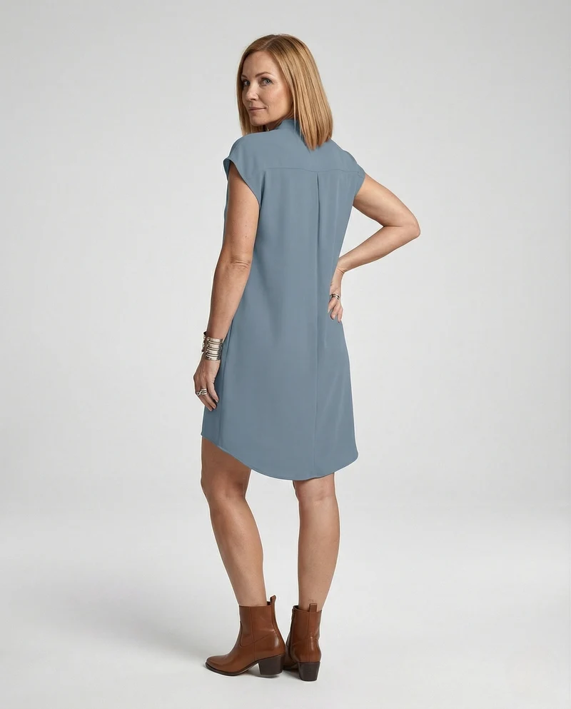 Damen Freizeitkleid Tunika V-Ausschnitt