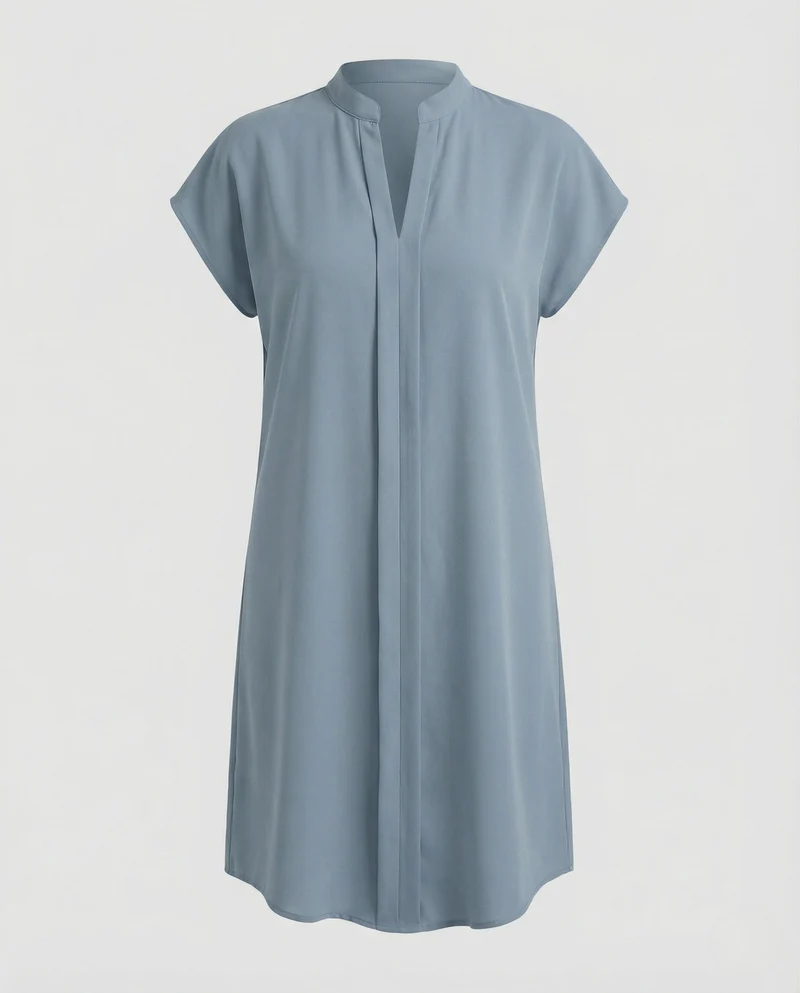 Damen Freizeitkleid Tunika V-Ausschnitt