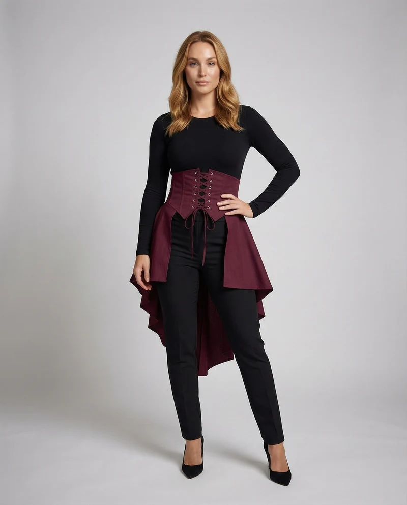 Damen Alternative Asymmetrisches Schößchen Mischgewebe Taillenkorsett-Gürtel