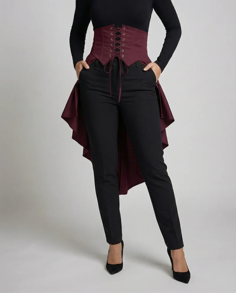 Damen Alternative Asymmetrisches Schößchen Mischgewebe Taillenkorsett-Gürtel