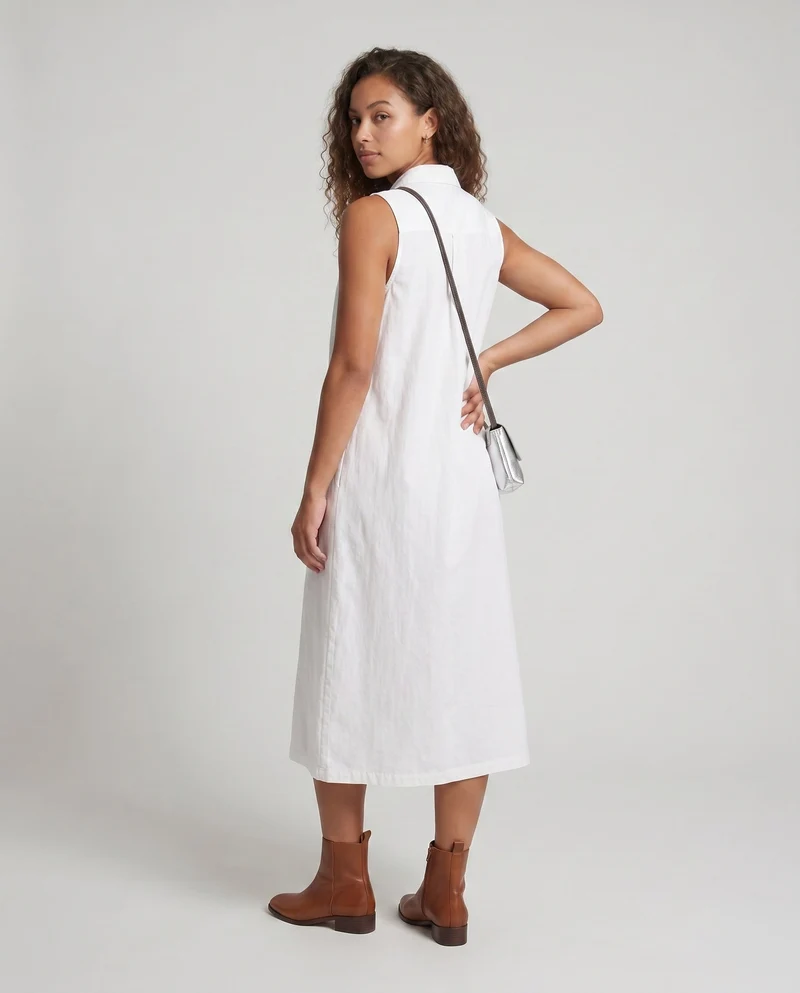 Damen klassisches Hemdblusenkleid mit schmalem Schnitt und eleganter Trägerverarbeitung
