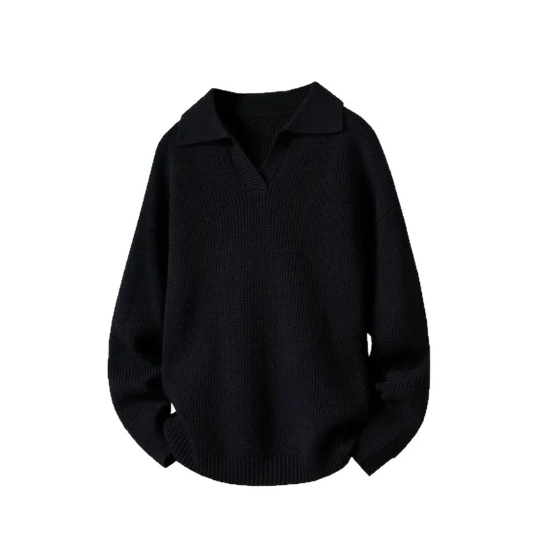 Damen Oversized Pullover mit Kragen Nord Taschen