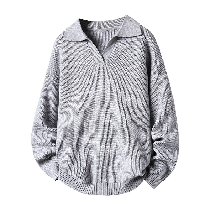 Damen Oversized Pullover mit Kragen Nord Taschen