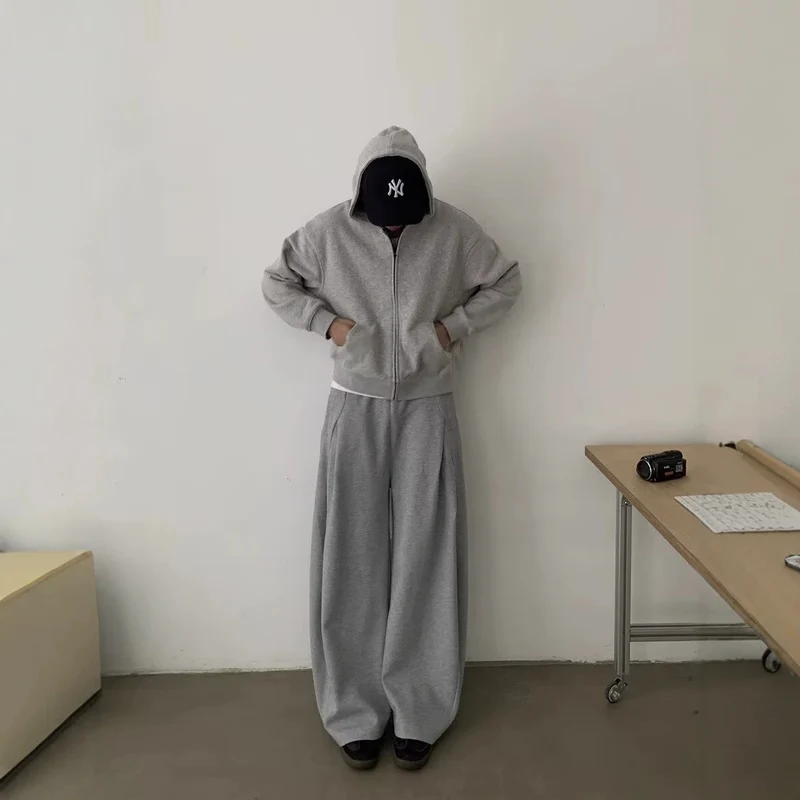 Damen Modisches Oversized Hoodie und Weitbein-Hosen Set Nord Taschen