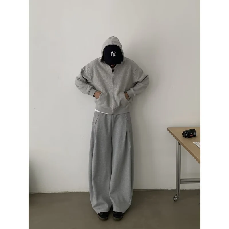 Damen Modisches Oversized Hoodie und Weitbein-Hosen Set Nord Taschen