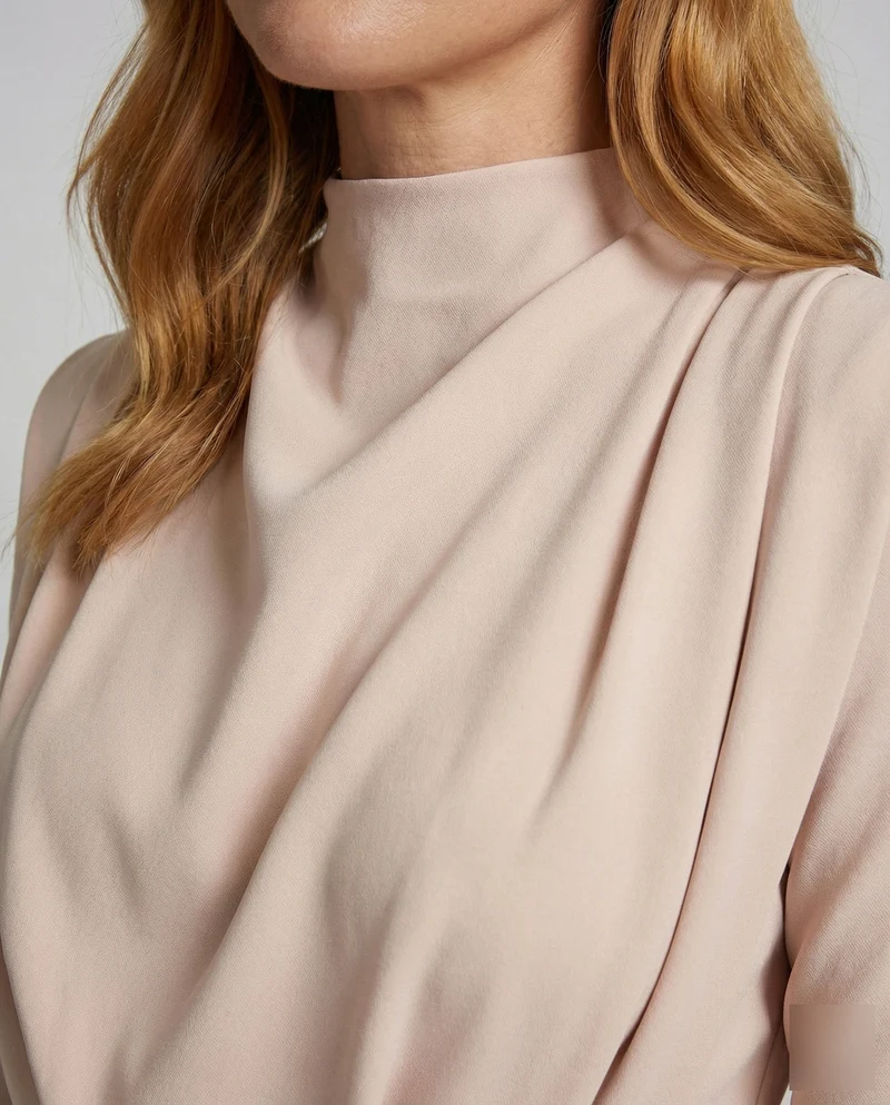 Damen Skulpturale Miederpasse Säulen-Maxikleid