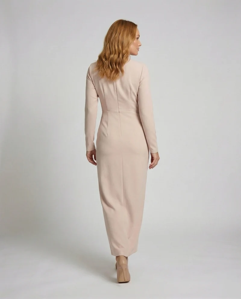 Damen Skulpturale Miederpasse Säulen-Maxikleid