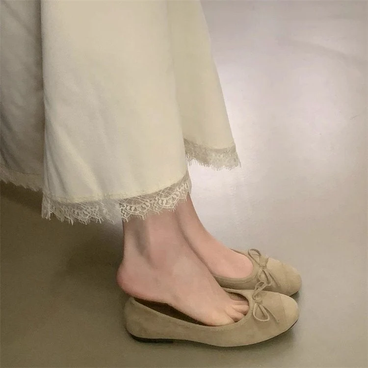 Damen Ballerina-Schuhe mit modischer Schleifenverzierung und komfortablem Fußbett