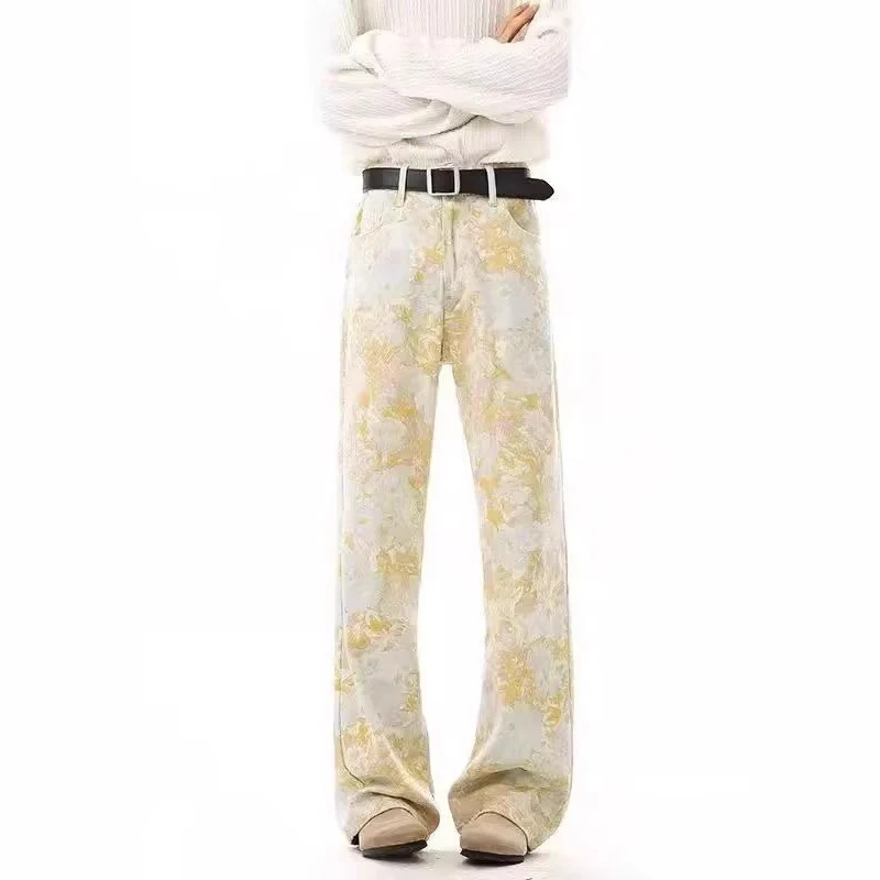 Damen Elegante und bequeme Floral-Print Weitgeschnittene Hose Nord Taschen