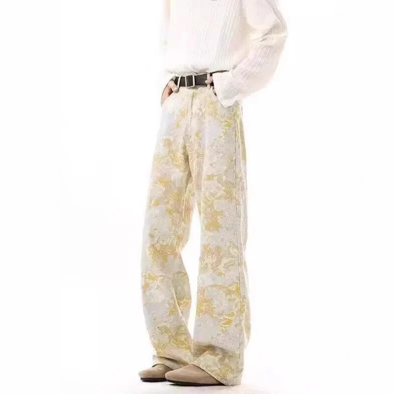 Damen Elegante und bequeme Floral-Print Weitgeschnittene Hose Nord Taschen