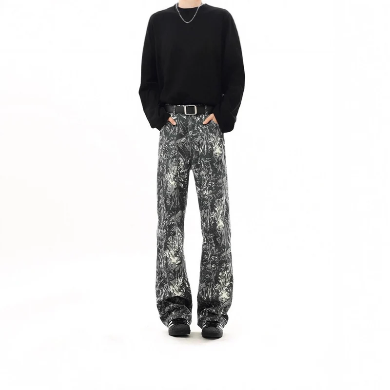 Damen Elegante und bequeme Floral-Print Weitgeschnittene Hose Nord Taschen