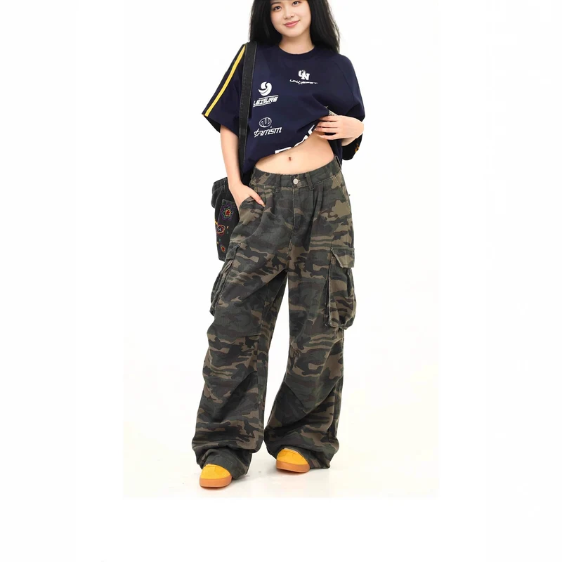 Damen Cargo-Hose mit weitem Bein und camouflagemuster Nord Taschen
