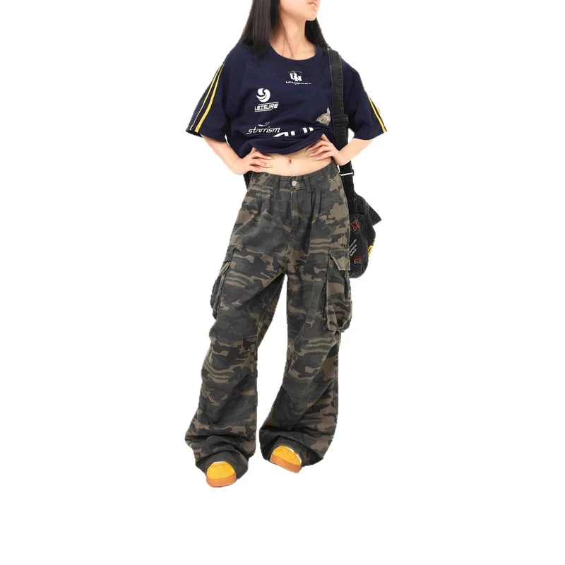 Damen Cargo-Hose mit weitem Bein und camouflagemuster Nord Taschen